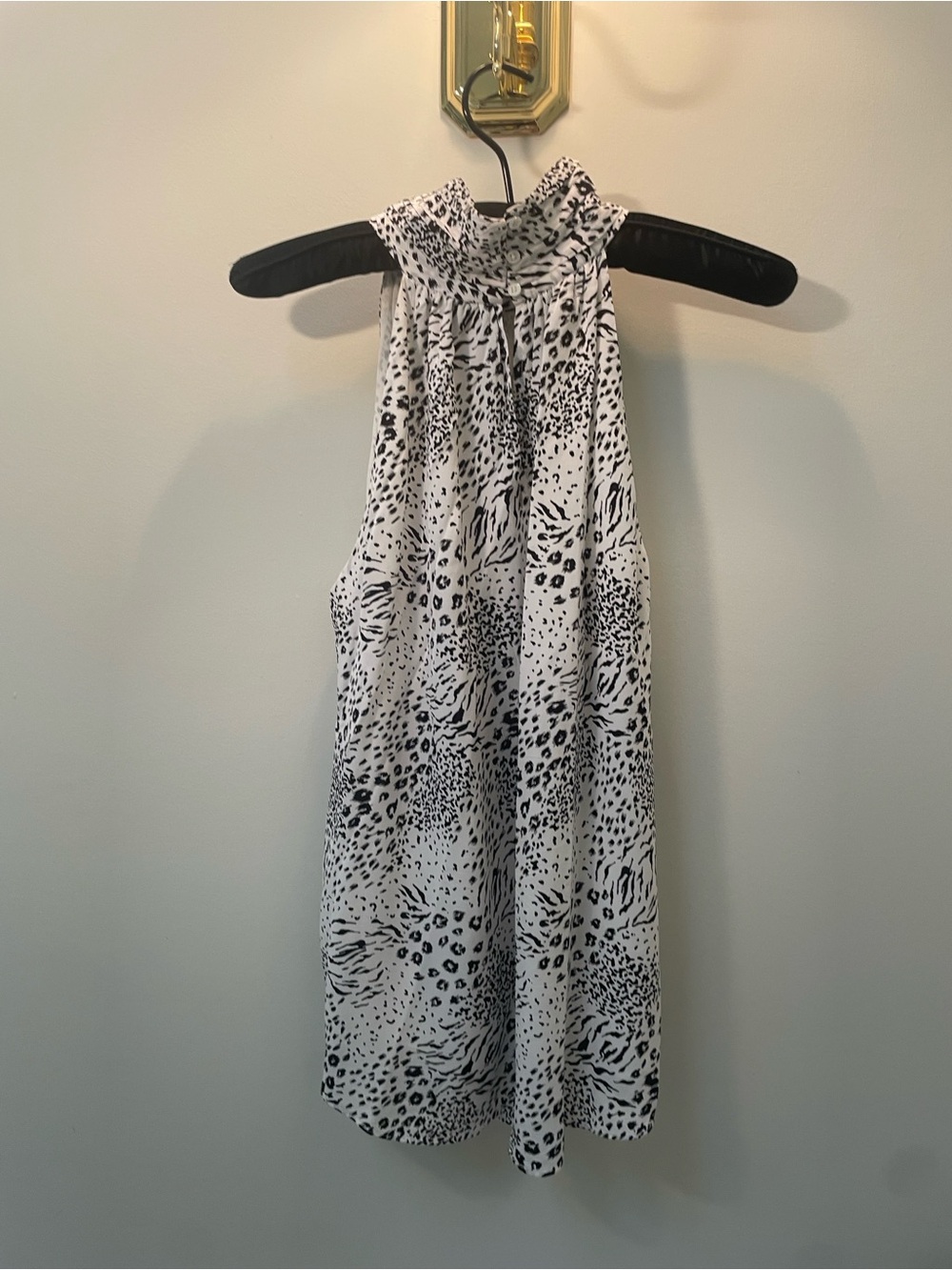 JOIE black and white Animal Print Halter Top